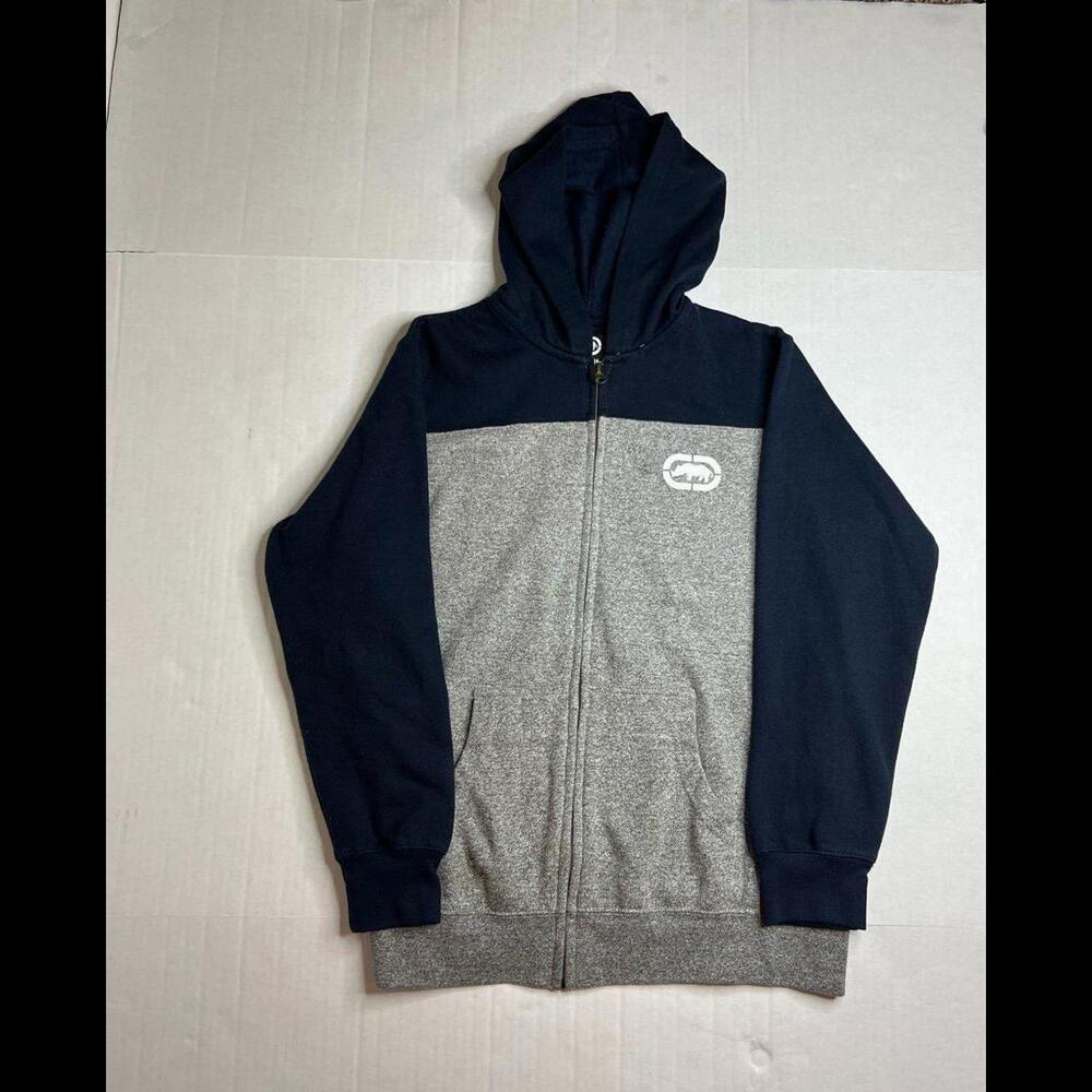 Ecko Unltd Blue & Grey Zip-Up Hoodie - Size Large